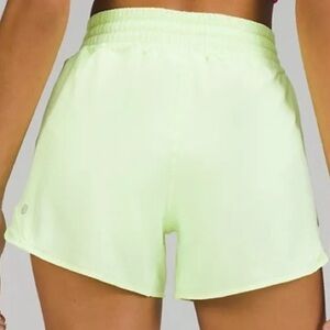 $68 Lululemon 4 Hotty Hot High-Rise Lined Short 4" Logo Zipper Mesh Light Neon